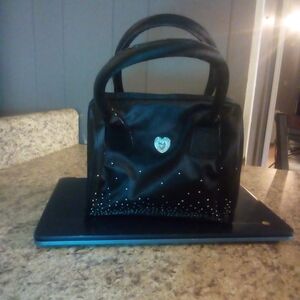 Elegant Black Handbag with Rhinestone Detailing